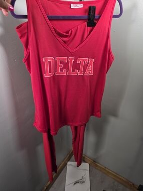 Delta Bright Red Tank and Pant Sleep Set